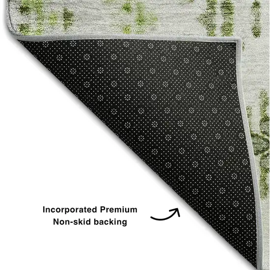 Artichoke Green Ivory And Gray Geometric Washable Area Rug With UV Protection Photo 6