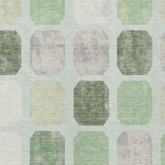 Artichoke Green Ivory And Gray Geometric Washable Indoor Outdoor Area Rug Photo 3