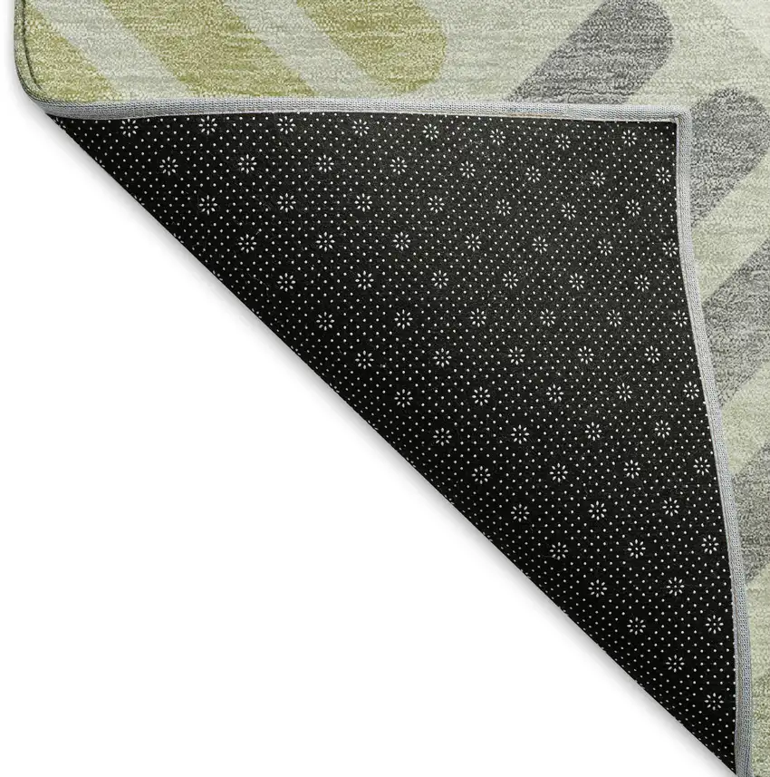 Artichoke Green Ivory And Gray Geometric Washable Indoor Outdoor Area Rug Photo 5