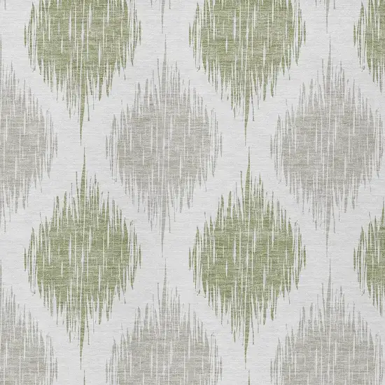 Artichoke Green Ivory And Gray Ikat Washable Indoor Outdoor Area Rug Photo 5