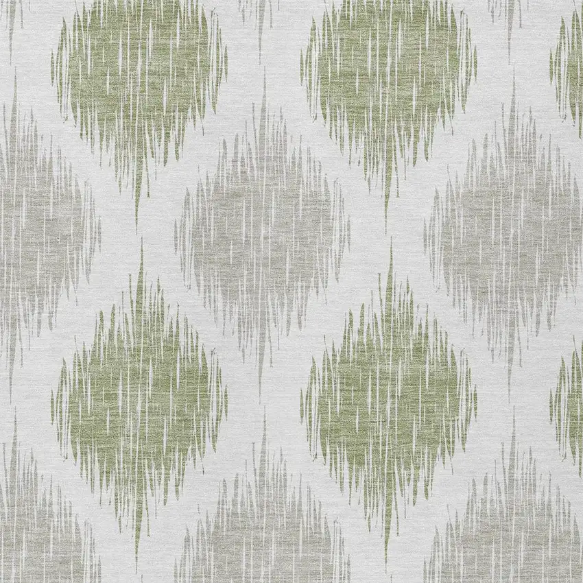 Artichoke Green Ivory And Gray Ikat Washable Indoor Outdoor Area Rug Photo 5