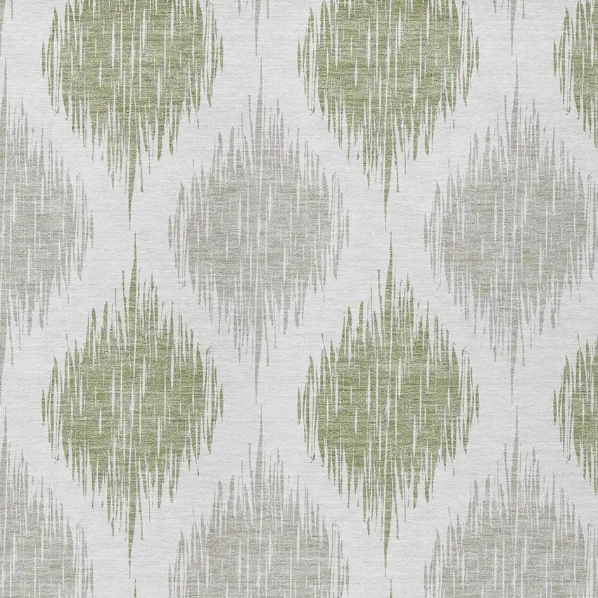 Artichoke Green Ivory And Gray Ikat Washable Indoor Outdoor Area Rug Photo 5