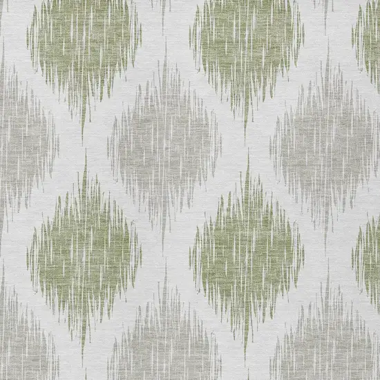Artichoke Green Ivory And Gray Ikat Washable Indoor Outdoor Area Rug Photo 5