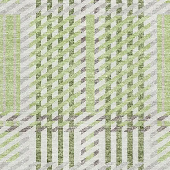 Artichoke Green Ivory And Gray Plaid Washable Area Rug With UV Protection Photo 2