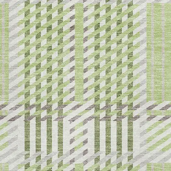Artichoke Green Ivory And Gray Plaid Washable Area Rug With UV Protection Photo 2