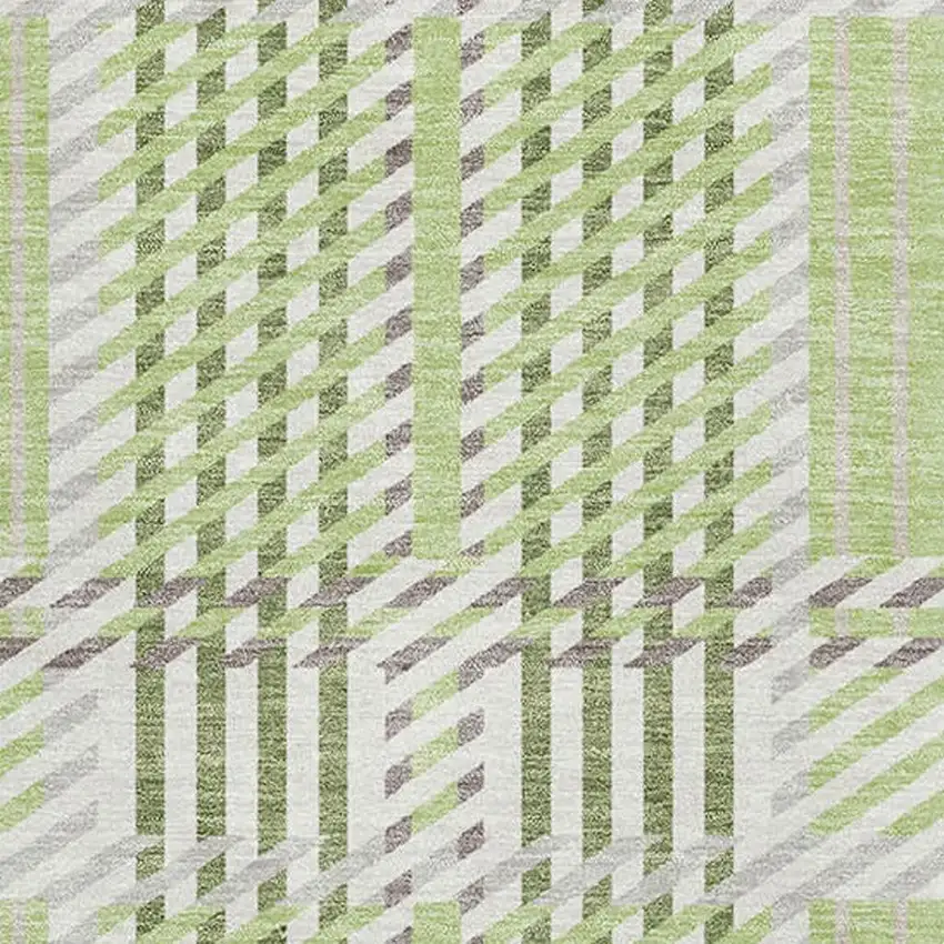 Artichoke Green Ivory And Gray Plaid Washable Area Rug With UV Protection Photo 2