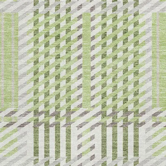 Artichoke Green Ivory And Gray Plaid Washable Area Rug With UV Protection Photo 2
