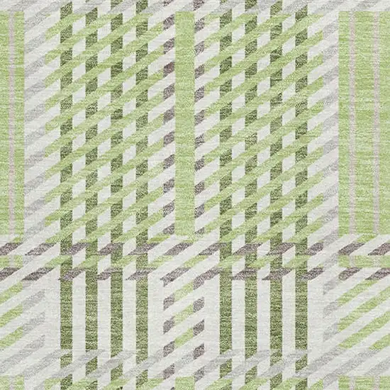 Artichoke Green Ivory And Gray Plaid Washable Area Rug With UV Protection Photo 2