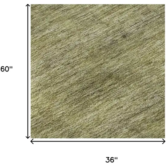 Artichoke Green Ivory And Gray Striped Washable Area Rug With UV Protection Photo 8