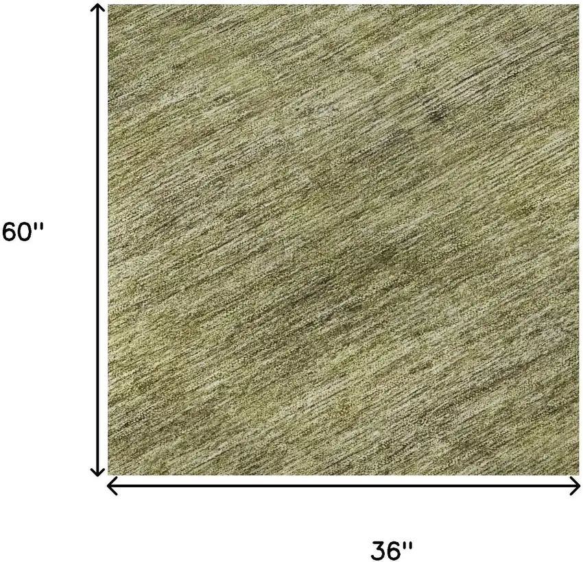 Artichoke Green Ivory And Gray Striped Washable Area Rug With UV Protection Photo 8