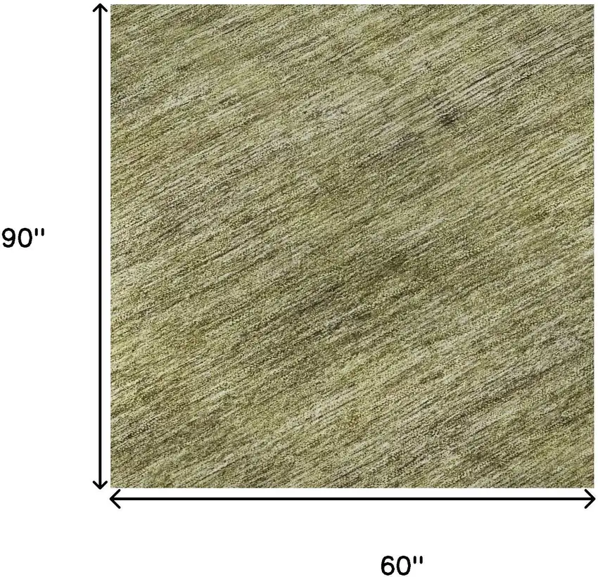 Artichoke Green Ivory And Gray Striped Washable Area Rug With UV Protection Photo 8