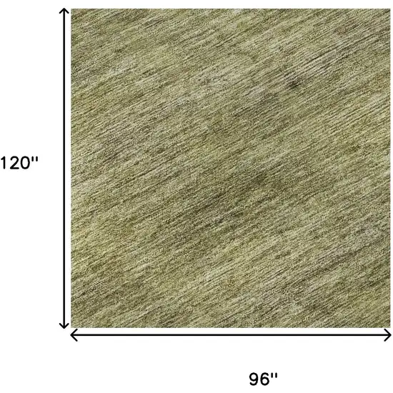 Artichoke Green Ivory And Gray Striped Washable Area Rug With UV Protection Photo 8