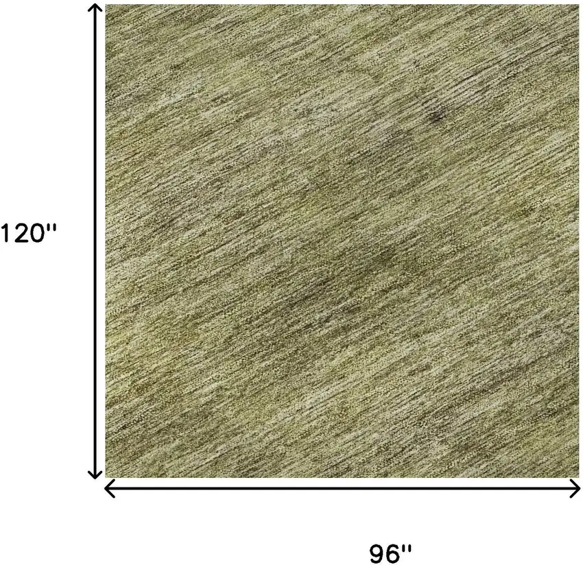 Artichoke Green Ivory And Gray Striped Washable Area Rug With UV Protection Photo 8