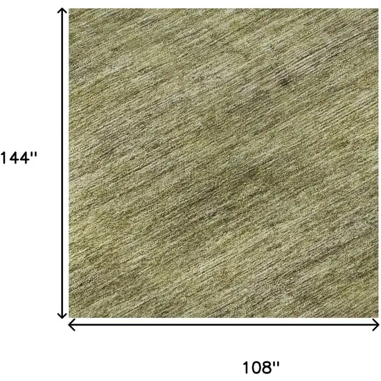 Artichoke Green Ivory And Gray Striped Washable Area Rug With UV Protection Photo 9