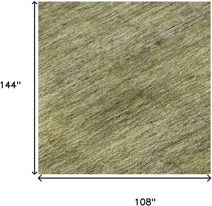 Artichoke Green Ivory And Gray Striped Washable Area Rug With UV Protection Photo 9