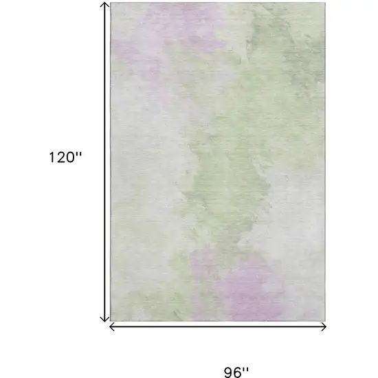 Artichoke Green Ivory And Lavender Abstract Washable Area Rug With UV Protection Photo 8