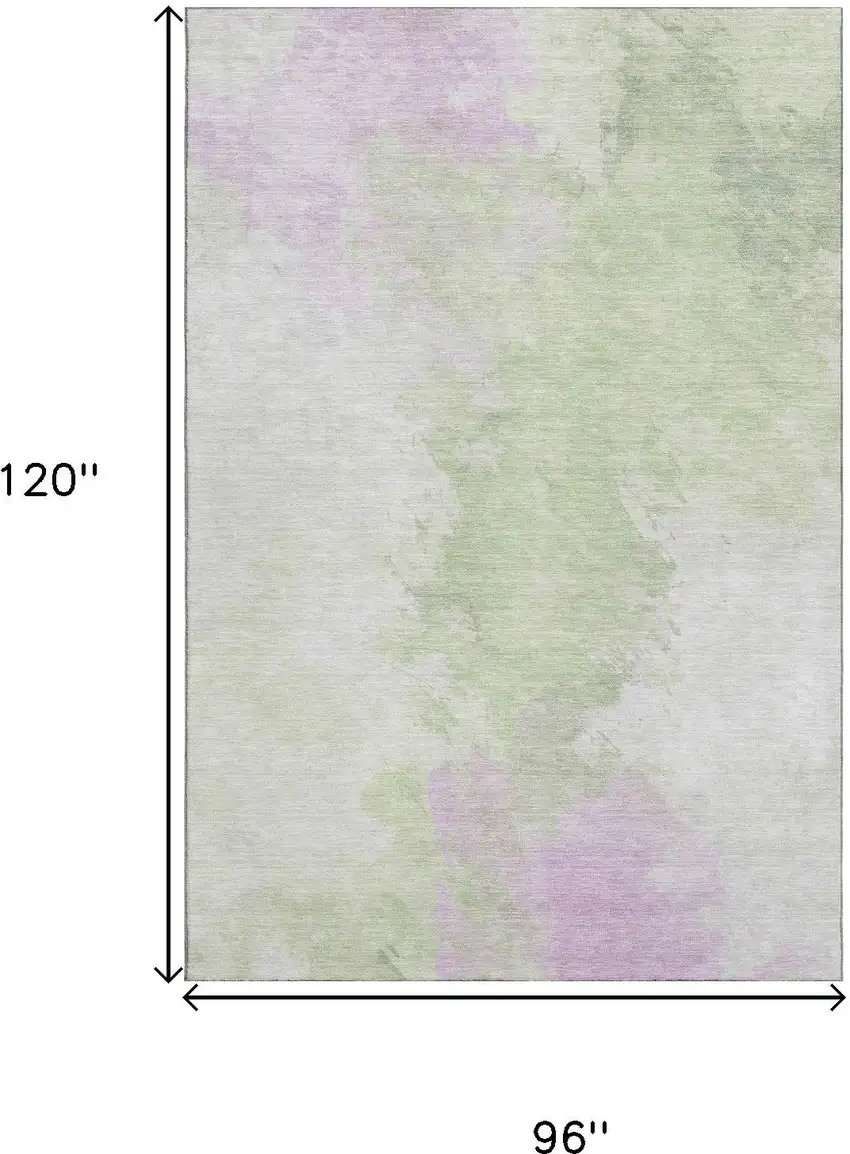 Artichoke Green Ivory And Lavender Abstract Washable Area Rug With UV Protection Photo 8