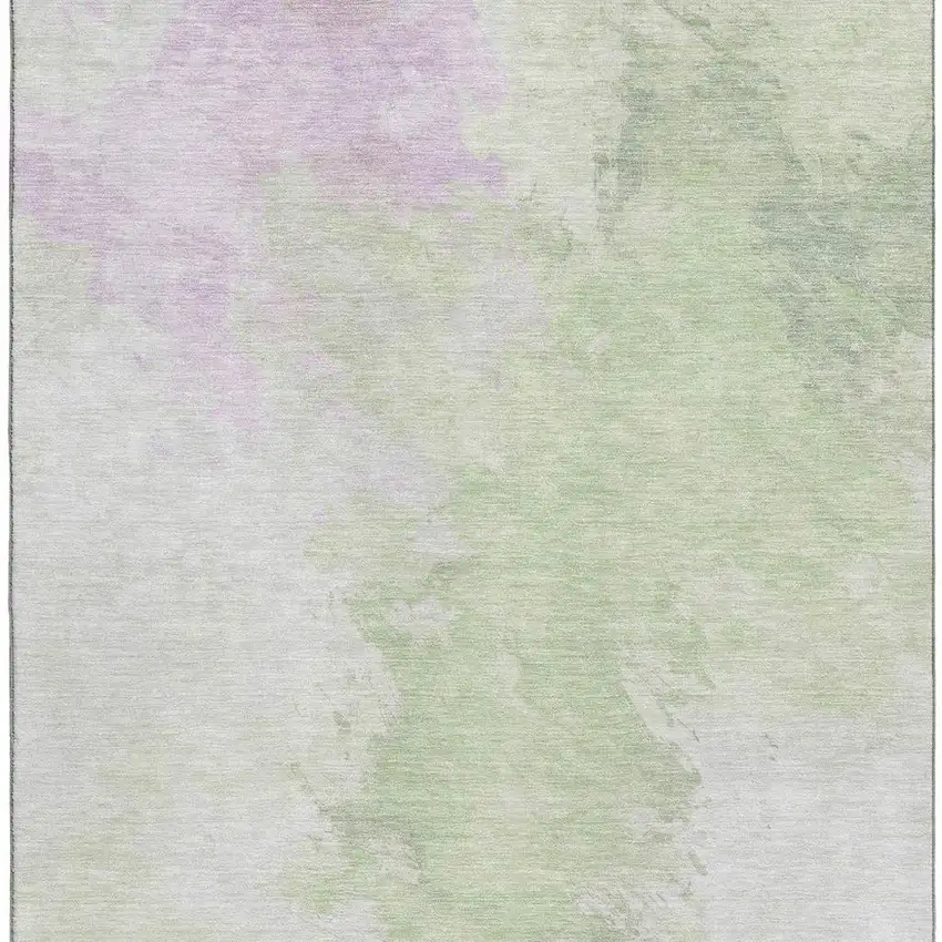 Artichoke Green Ivory And Lavender Abstract Washable Area Rug With UV Protection Photo 3