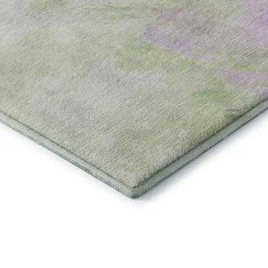 Artichoke Green Ivory And Lavender Abstract Washable Area Rug With UV Protection Photo 8