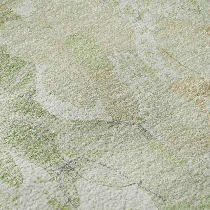 Artichoke Green Ivory And Lavender Floral Washable Area Rug With UV Protection Photo 9