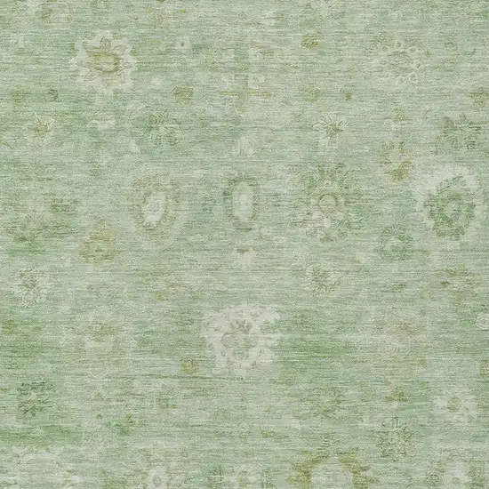 Artichoke Green Ivory And Mint Green Damask Washable Indoor Outdoor Area Rug Photo 3