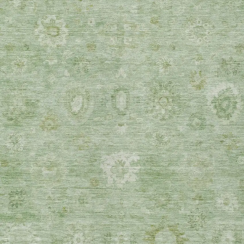 Artichoke Green Ivory And Mint Green Damask Washable Indoor Outdoor Area Rug Photo 3