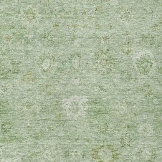 Artichoke Green Ivory And Mint Green Damask Washable Indoor Outdoor Area Rug Photo 3