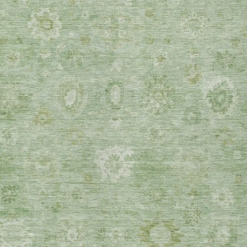 Artichoke Green Ivory And Mint Green Damask Washable Indoor Outdoor Area Rug Photo 3
