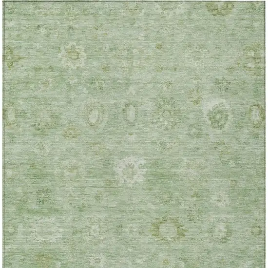Artichoke Green Ivory And Mint Green Damask Washable Indoor Outdoor Area Rug Photo 4