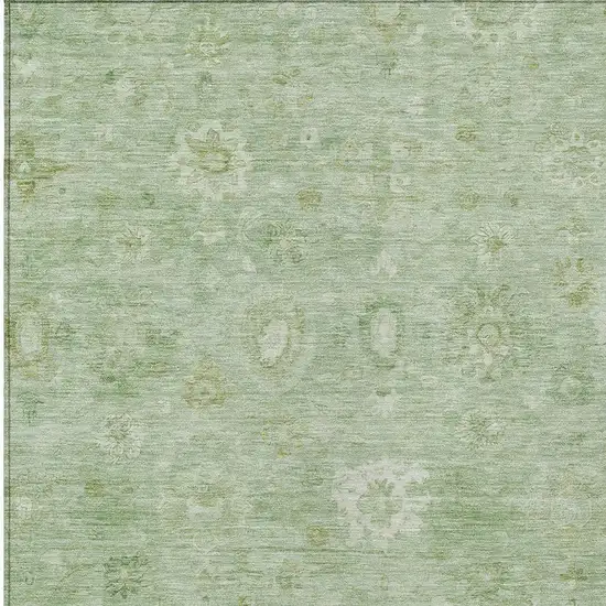 Artichoke Green Ivory And Mint Green Damask Washable Indoor Outdoor Area Rug Photo 4
