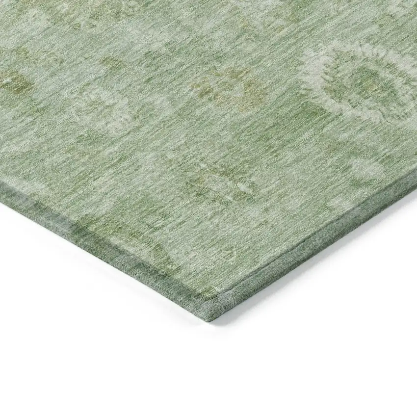 Artichoke Green Ivory And Mint Green Damask Washable Indoor Outdoor Area Rug Photo 9