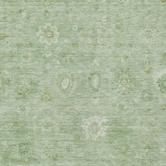 Artichoke Green Ivory And Mint Green Damask Washable Indoor Outdoor Area Rug Photo 6