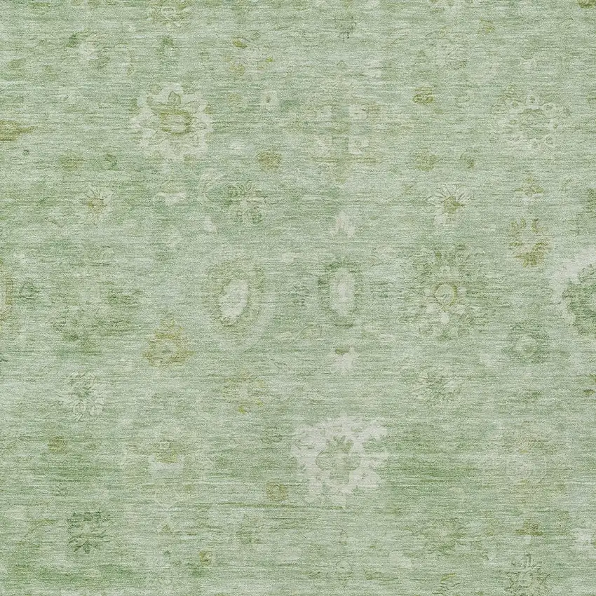 Artichoke Green Ivory And Mint Green Damask Washable Indoor Outdoor Area Rug Photo 6