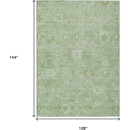 Artichoke Green Ivory And Mint Green Damask Washable Indoor Outdoor Area Rug Photo 9
