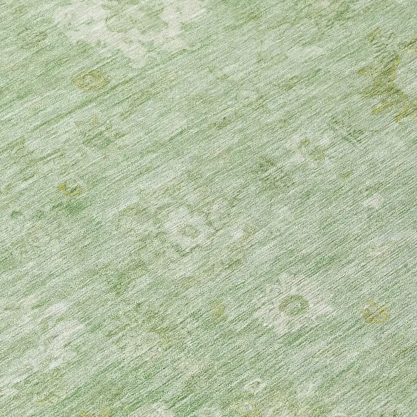 Artichoke Green Ivory And Mint Green Damask Washable Indoor Outdoor Area Rug Photo 8