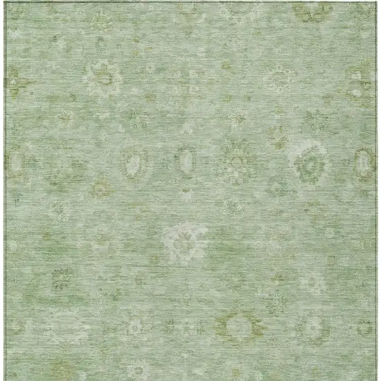 Artichoke Green Ivory And Mint Green Damask Washable Indoor Outdoor Area Rug Photo 7