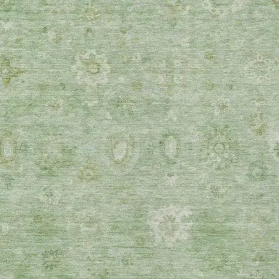 Artichoke Green Ivory And Mint Green Damask Washable Indoor Outdoor Area Rug Photo 3