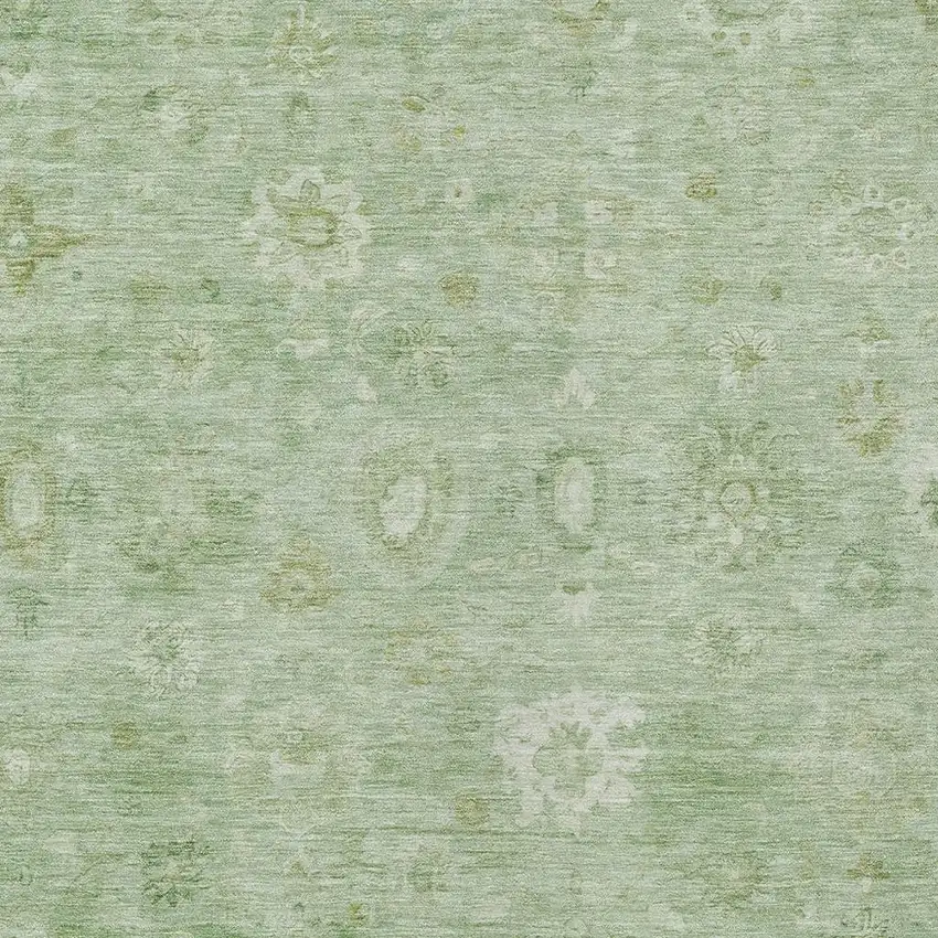 Artichoke Green Ivory And Mint Green Damask Washable Indoor Outdoor Area Rug Photo 3