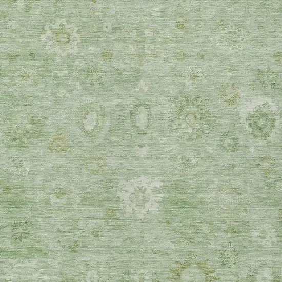 Artichoke Green Ivory And Mint Green Damask Washable Indoor Outdoor Area Rug Photo 6
