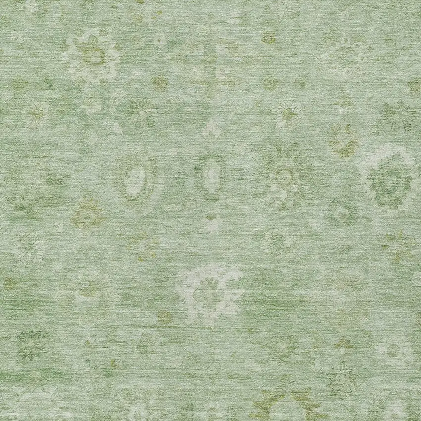 Artichoke Green Ivory And Mint Green Damask Washable Indoor Outdoor Area Rug Photo 6