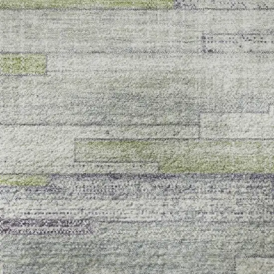 Artichoke Green Ivory And Plum Striped Washable Area Rug With UV Protection Photo 8