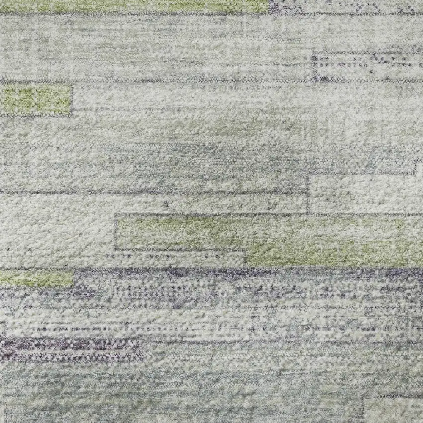 Artichoke Green Ivory And Plum Striped Washable Area Rug With UV Protection Photo 8