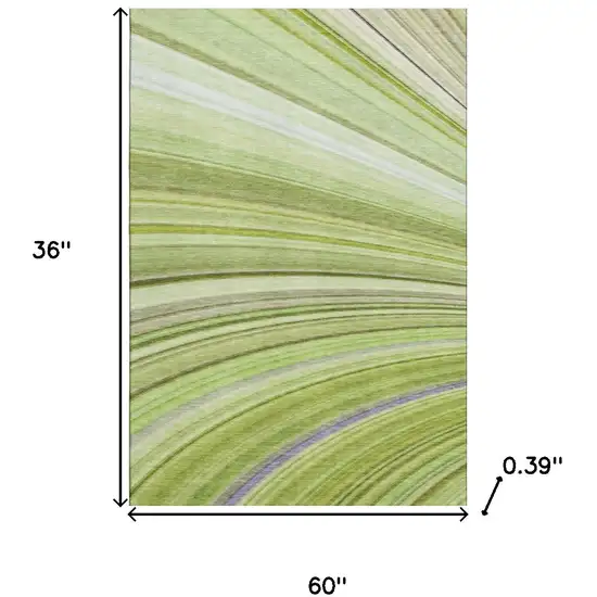 Artichoke Green Ivory And Purple Abstract Washable Area Rug With UV Protection Photo 3