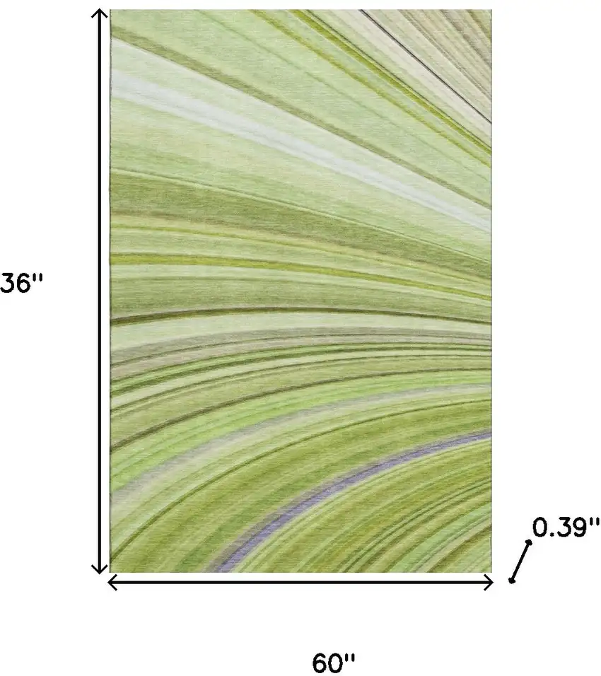 Artichoke Green Ivory And Purple Abstract Washable Area Rug With UV Protection Photo 3