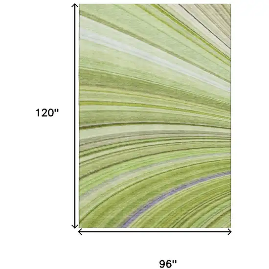 Artichoke Green Ivory And Purple Abstract Washable Area Rug With UV Protection Photo 3