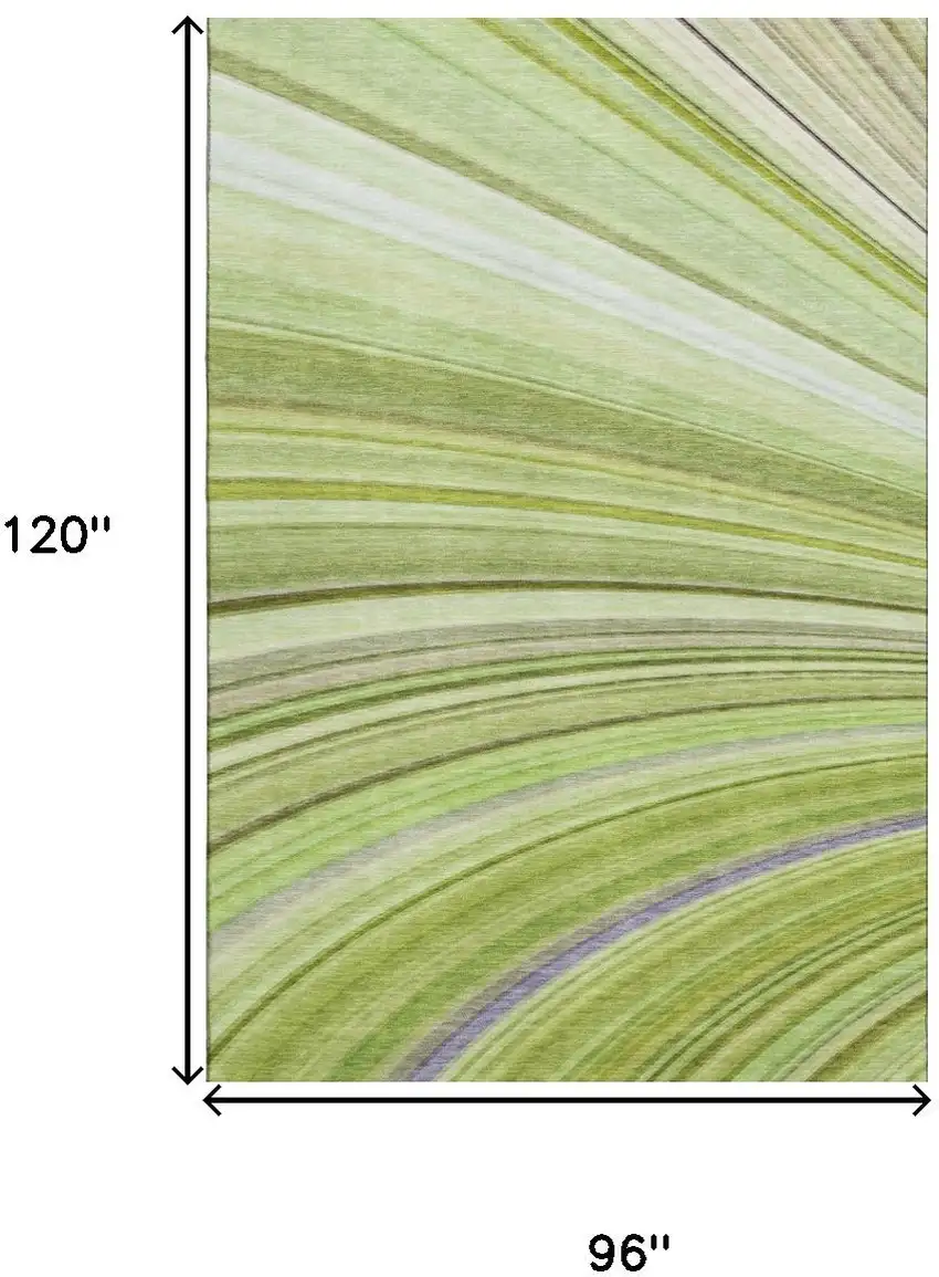 Artichoke Green Ivory And Purple Abstract Washable Area Rug With UV Protection Photo 3