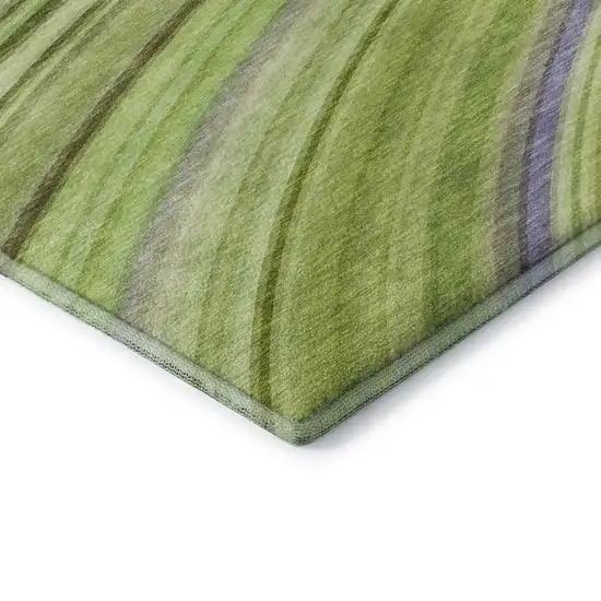 Artichoke Green Ivory And Purple Abstract Washable Area Rug With UV Protection Photo 7
