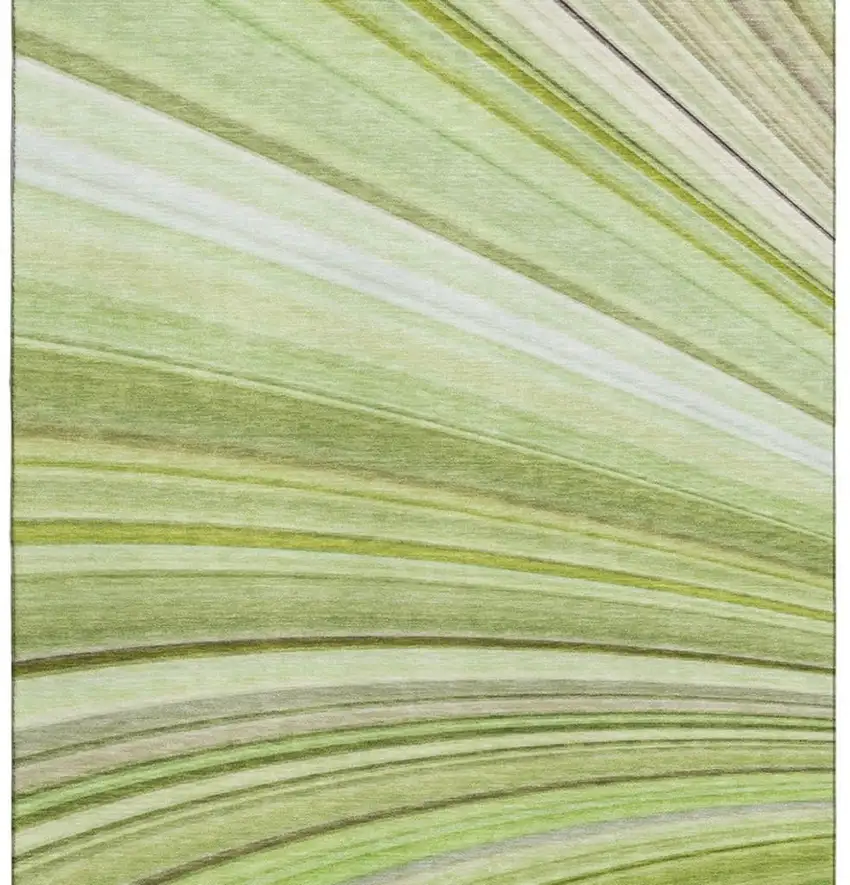 Artichoke Green Ivory And Purple Abstract Washable Area Rug With UV Protection Photo 5