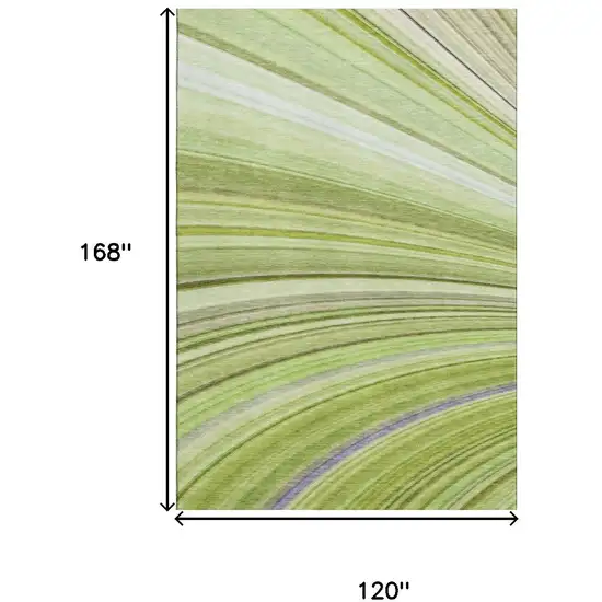 Artichoke Green Ivory And Purple Abstract Washable Area Rug With UV Protection Photo 3