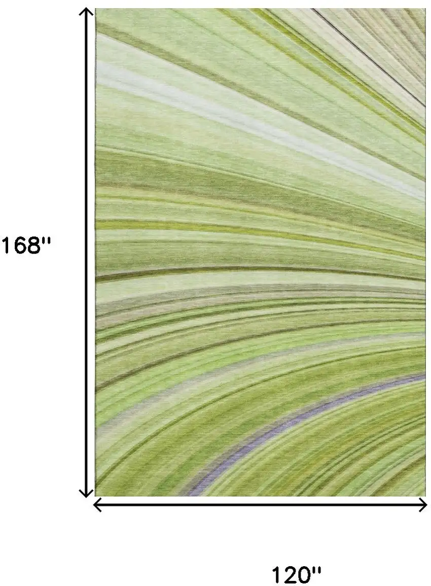 Artichoke Green Ivory And Purple Abstract Washable Area Rug With UV Protection Photo 3